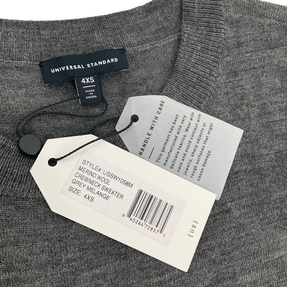 Universal Standard 4XS 00 Merino Wool Crewneck Sweater Grey Melange Long Sleeve - Picture 5 of 9